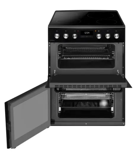 CDA CFC631BL 60cm Double Oven Electric Cooker with Ceramic Hob, Black